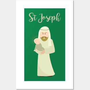 Saint Joseph and Baby Jesus Posters and Art